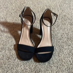 A new day black faux suede heels- ankle strap